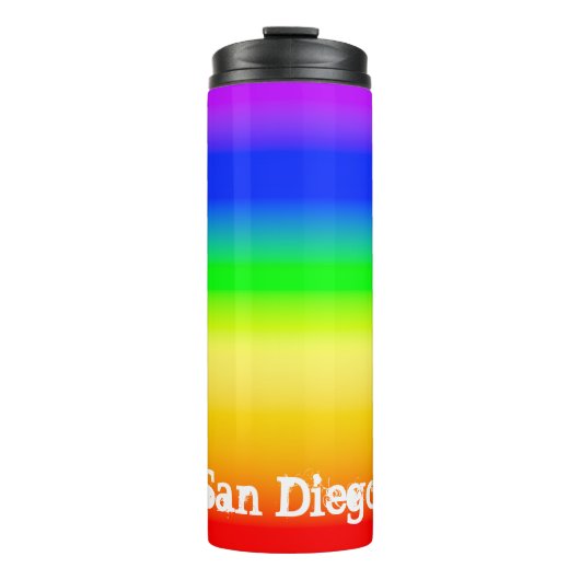 San Diego Pride LGBT Rainbow Ombre Stripes Thermosbeker (Voorkant)