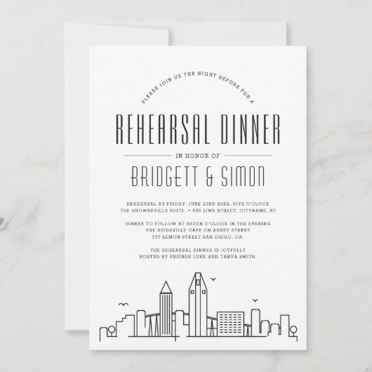 San Diego repetitie diner | Skyline-uitnodiging Kaart (Voorkant)