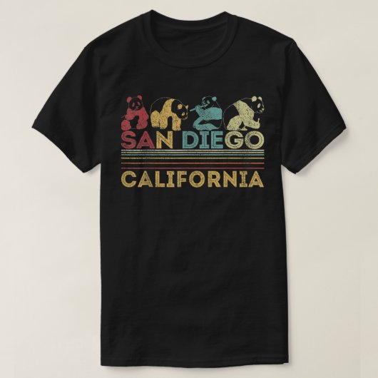 San Diego Retro Panda Zoo California  T-shirt (Design voorkant)