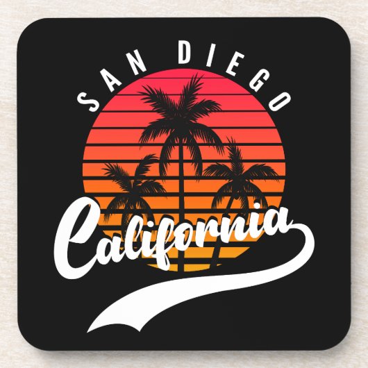 San Diego Retro Sunset Beverage Coaster Bier Onderzetter (Voorkant)