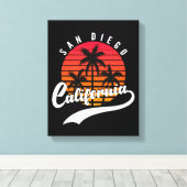 San Diego Retro Sunset Canvas Afdrukken (Insitu (Houten vloer))