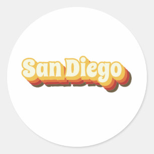 San Diego Retro  tekst Ronde Sticker