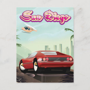 San Diego rode sportauto 1988 reisposter Briefkaart