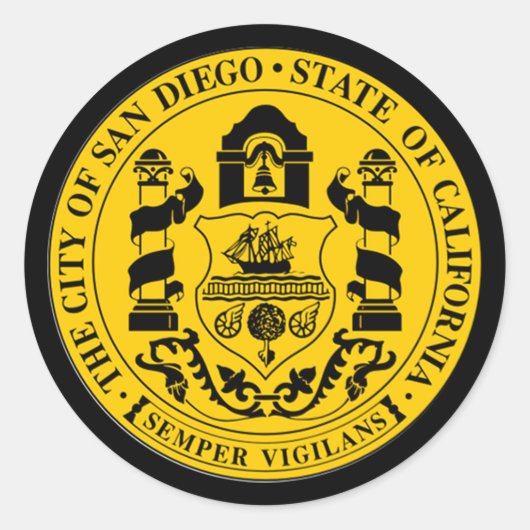 San Diego Ronde Sticker (Voorkant)