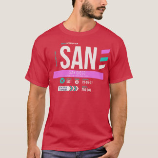 San Diego SAN Airport Code Bagage Label 1 T-shirt