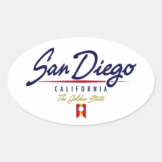 San Diego Script Ovale Sticker (Voorkant)