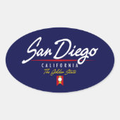 San Diego Script Ovale Sticker (Voorkant)