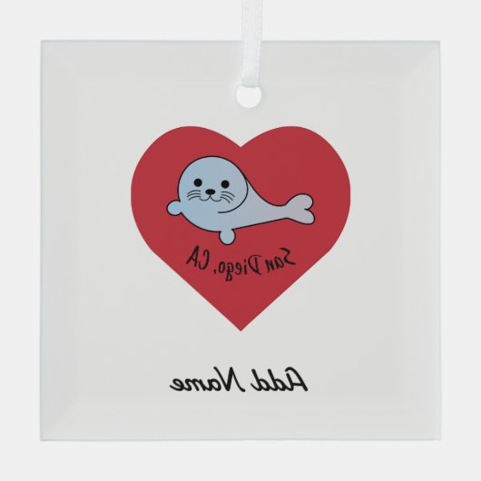 San Diego Seal Glas Ornament (Achterkant)