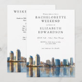 San Diego Silhouette Watercolor Meisjesuitstap Kaart (Voorkant / Achterkant)