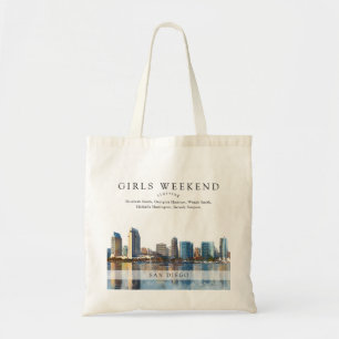 San Diego Silhouette Waterverf Meisjes Weekend Tote Bag