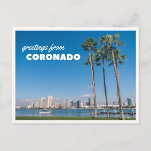 San Diego-siluett vanuit Coronado-eiland Briefkaart