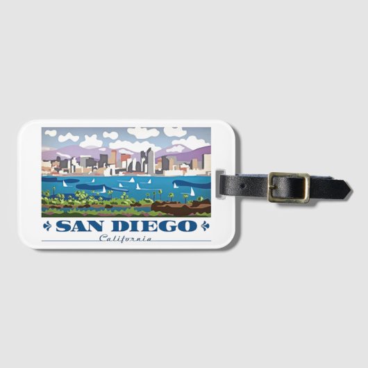 San Diego Skyline Bagagelabel (Voorkant (horizontaal))
