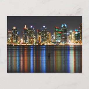 San Diego Skyline bij nacht Briefkaart
