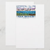San Diego Skyline Briefpapier (Voorkant / Achterkant)