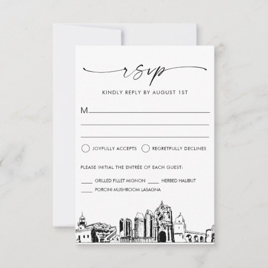San Diego Skyline Bruiloft RSVP Respons Kaart (Voorkant)