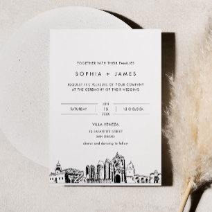 San Diego Skyline bruiloft uitnodiging met foto