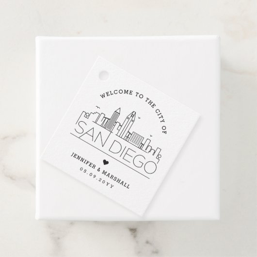 San Diego Skyline | Bruiloft Welkom Favor Bedankjes Labels (In situ)
