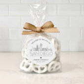 San Diego Skyline | Bruiloft Welkom Favor Ronde Sticker