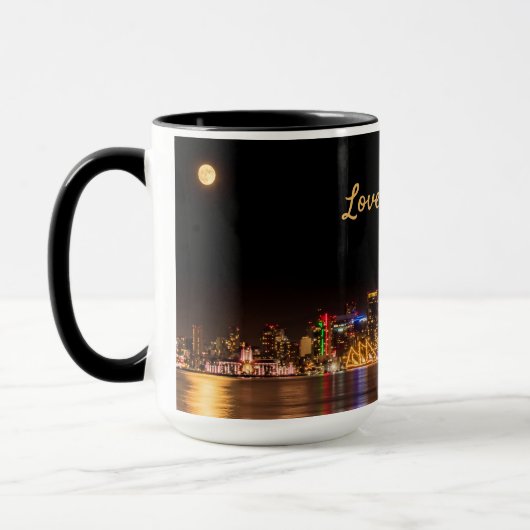 San Diego Skyline City Black & Gold Souvenir Mok (Links)