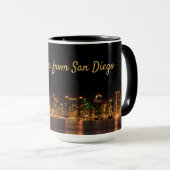 San Diego Skyline City Black & Gold Souvenir Mok (Voorkant rechts)