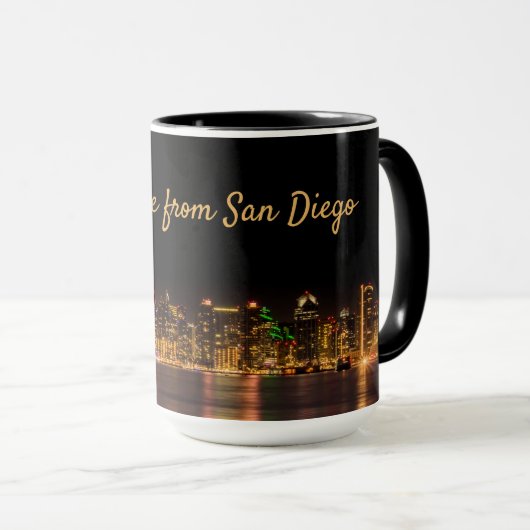 San Diego Skyline City Black & Gold Souvenir Mok (Voorkant rechts)
