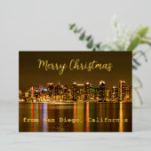 San Diego Skyline Custom Gold Foil Kerstmis Folie Feestdagenkaart (Staand Voorkant)
