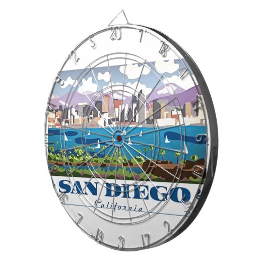 San Diego Skyline Dartbord (Voorkant Rechts)