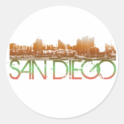 San Diego Skyline Design Ronde Sticker (Voorkant)