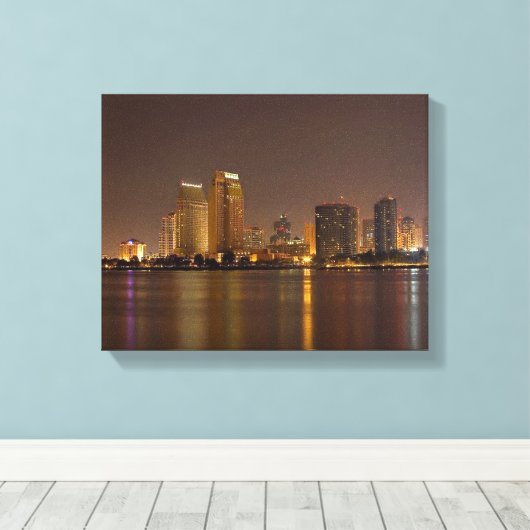 San Diego Skyline Dusk Canvas Afdruk (Insitu (Houten vloer))
