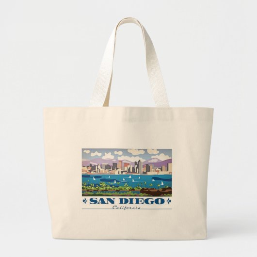 San Diego Skyline Grote Tote Bag (Voorkant)