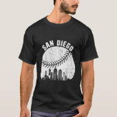 San Diego Skyline Honkbal Fan San Diego Honkbal T-shirt (Voorkant)