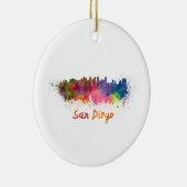 San Diego skyline in waterverf Keramisch Ornament (Rechts)