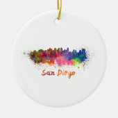 San Diego skyline in waterverf Keramisch Ornament (Voorkant)