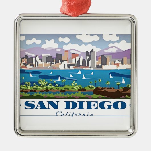 San Diego Skyline Metalen Ornament (Voorkant)