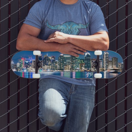 San Diego Skyline monogram Persoonlijk Skateboard (Buiten 3)