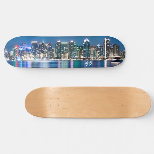 San Diego Skyline monogram Persoonlijk Skateboard (Horizontaal)