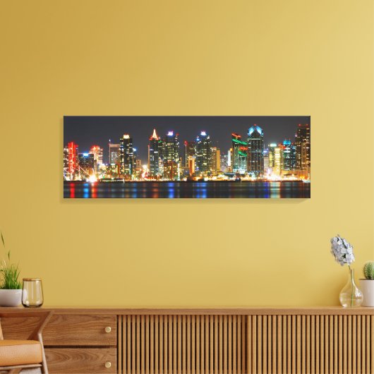 San Diego Skyline @ Nacht - Californië Canvas Afdruk (Insitu (Woonkamer))