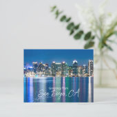 San Diego Skyline Nachtreizen Souvenir Briefkaart (Staand voorkant)