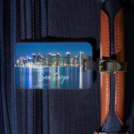 San Diego Skyline Night Bagagelabel