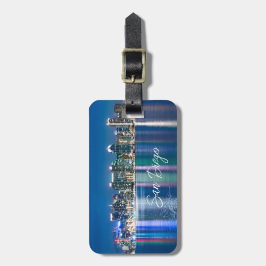 San Diego Skyline Night Bagagelabel (Voorkant verticaal)