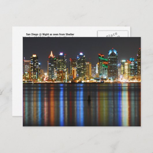 San Diego Skyline @ Night Briefkaart (Voorkant / Achterkant)