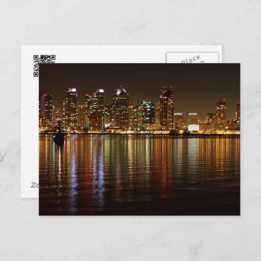 San Diego Skyline Night Briefkaart (Voorkant / Achterkant)