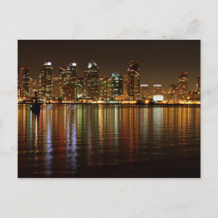 San Diego Skyline Night Briefkaart