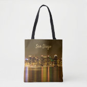 San Diego Skyline Night California Souvenir Tote Bag (Voorkant)
