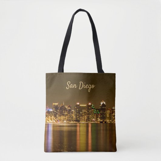 San Diego Skyline Night California Souvenir Tote Bag (Voorkant)