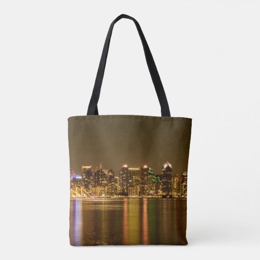 San Diego Skyline Night California Souvenir Tote Bag (Achterkant)