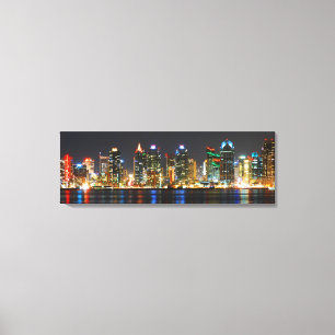 San Diego Skyline @ Night - Californië Canvas Afdruk
