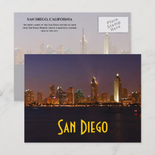 San Diego Skyline Night Lights uit San Diego Bay Briefkaart