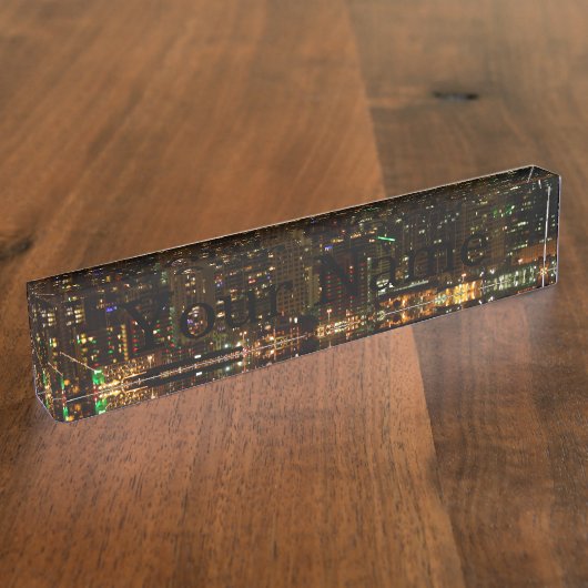 San Diego Skyline Night Naambordje (Zijkant)