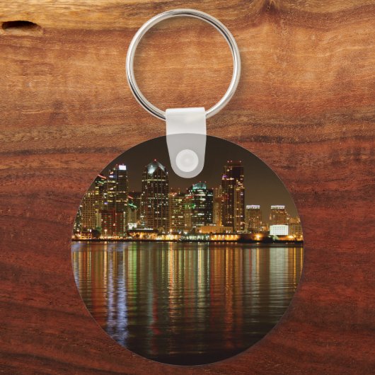 San Diego Skyline Night Sleutelhanger (Voorkant)